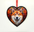 Akita Stained Glass Effect Heart Suncatcher